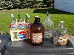 Assorted vintage bottles